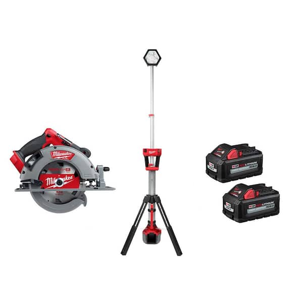 Milwaukee M18 FUEL 18V Lithium-Ion Brushless Cordless 7-1/4 in. Circular Saw & Tower Light w/(2) 6.0Ah Batteries