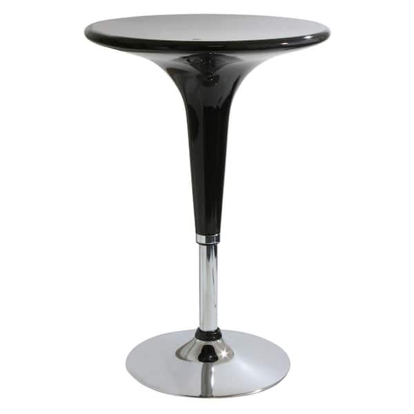 AmeriHome Glossy 36 in. Adjustable Height Bar Table in Black