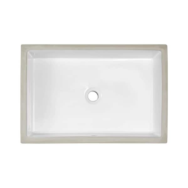 PELHAM & WHITE Andover 24 in. Undermount Ceramic Rectangular Bathroom Sink in White