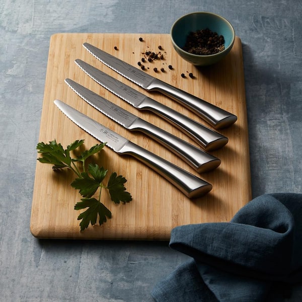 4 Steak Knife Set Serrated Edge Steel Utility Knives Steakhouse Cutlery  Utensil