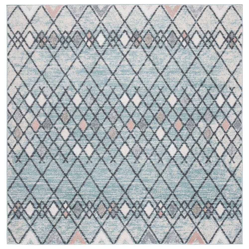 Amsterdam Light Blue/Ivory 7 ft. x 7 ft. Geometric;Trellis Square Area Rug price history on PriceWatchPro
