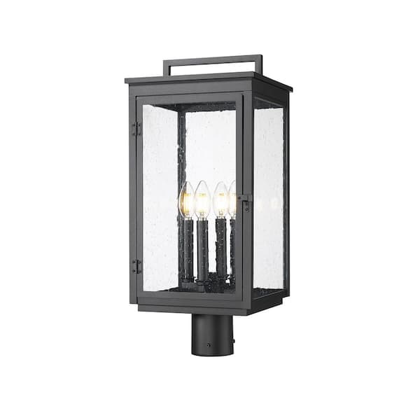 Hartwell 22.75 in. 4 light Sand Black Aluminum Hardwired Outdoor Marine Grade Post Light with No Bulb Included