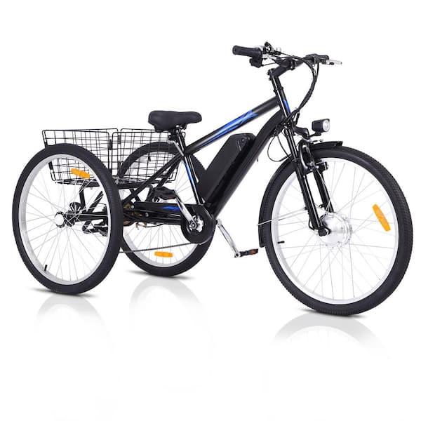 24 in. Adult Electric Tricycle, 350W 3-Wheel Fat Tire Mountain Electric Bike with Removable Battery