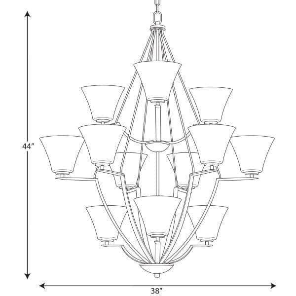 Bravo Twelve-Light Brushed Nickel Etched Glass Chandelier