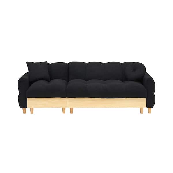 87 in.Black Fabric Full Size Sofa Bed with (2-Pillows)