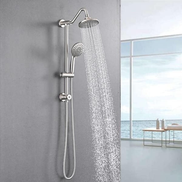 Unbranded Single Handle 5-Spray Shower Faucet, 2.5-GPM Bath Rain Shower System with Pressure Balance, Anti Scald in Brushed Nickel