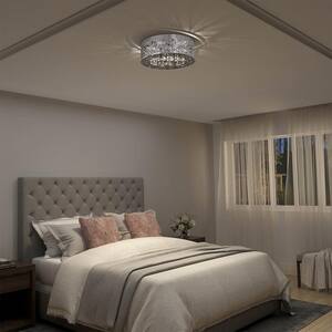 Crystal Nest 15 in. Chrome Modern Integrated LED Flush Mount Ceiling Light Chandelier for Hallway and Bedroom