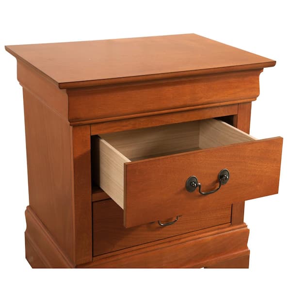 Passion Furniture Louis Philippe 2-drawer Beige Nightstand (24 In