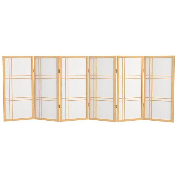 Oriental Furniture 3 ft. Short Double Cross Shoji Screen - Natural - 6 Panels