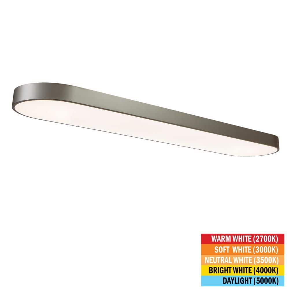 4 ft. x 10 in. Satin Nickel LED Flush Mount Ceiling Light Fixture 2700K 3000K 3500K 4000K 5000K 4000 Lumens 55-Watt 120V price history on PriceWatchPro