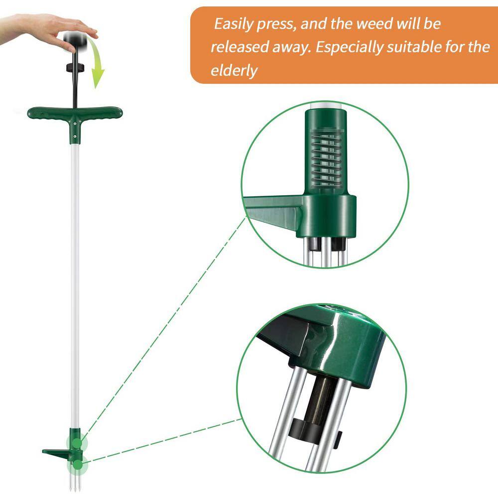 39.5 in Green and White Stainless Steel Stand-Up Garden Weeder