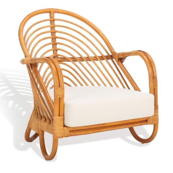 Whitw Rug Chair SAFAVIEH Ivybelle Natural/White Rattan Arm Chair CWK3005A - The Home Depot
