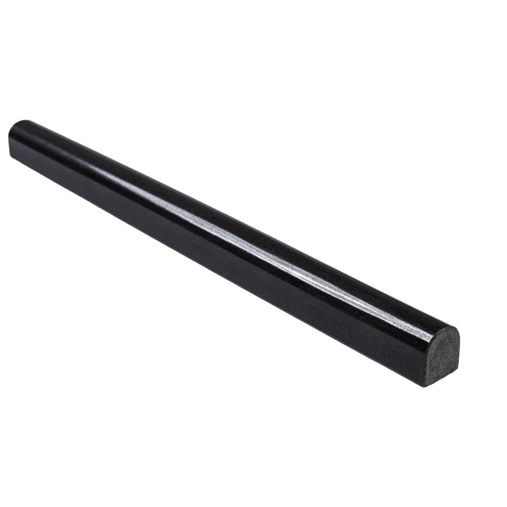 12" Black Polished Granite Bullnose Tile Trim