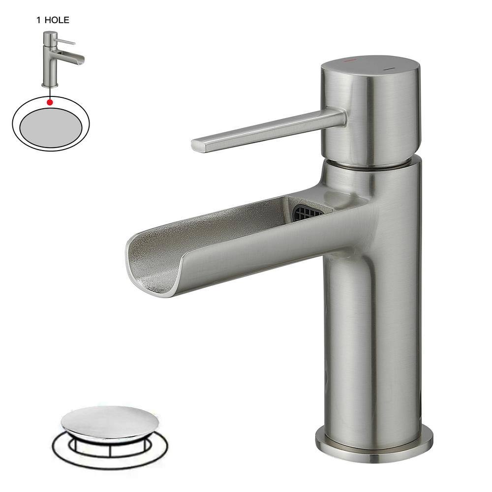 BWE Waterfall Bathroom Sink Faucet - Single Handle, Bronze Finish, With Drain Assembly
