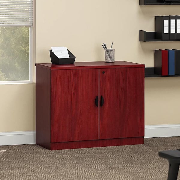 Doe Mahogany Red 29.5 in. Office Storage Cabinet with 1- Shelf and 2 Doors