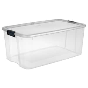 Clear and Black Qqbine 6 Quart Plastic Storage Bins with Lids and Handles Packs of 6 