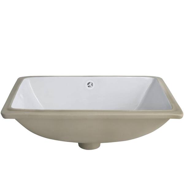 Undermount Porcelain Bathroom Sink in White with Pop-Up Drain in Chrome