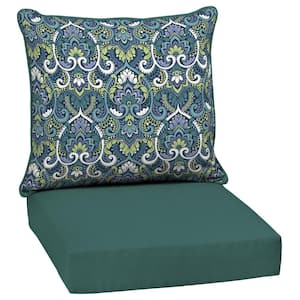 24 in. x 24 in. 2-Piece Deep Seating Outdoor Lounge Chair Cushion in Sapphire Aurora Blue Damask