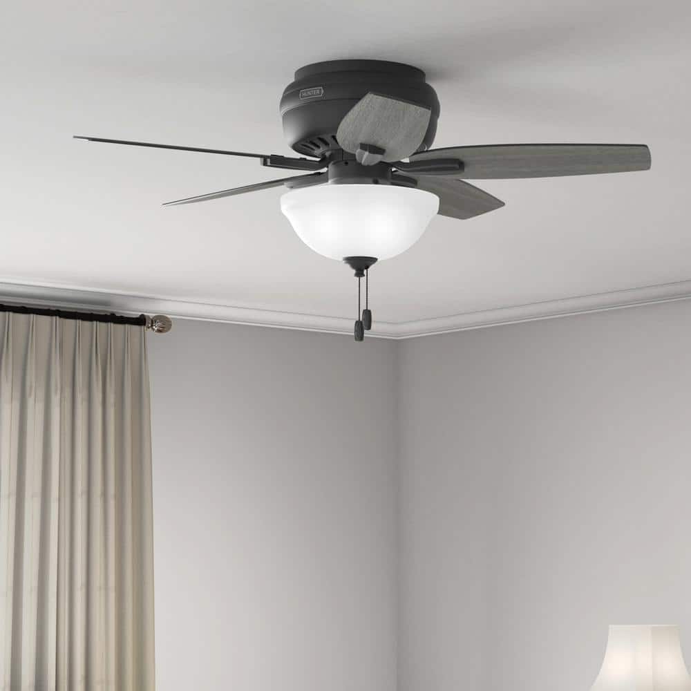 42" Matte Black Low Profile Ceiling Fan with LED Light and Remote