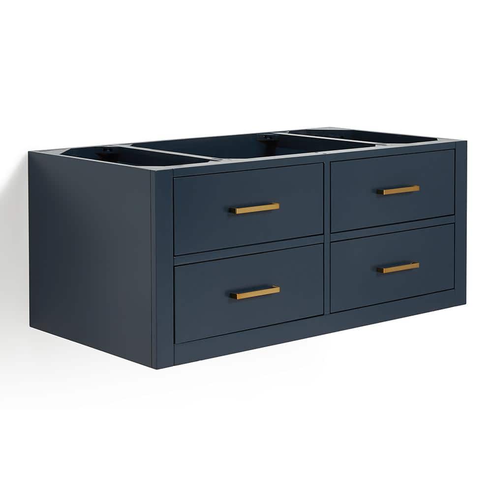 Midnight Blue 42" Single Wall-Mount Vanity with Brass Handles