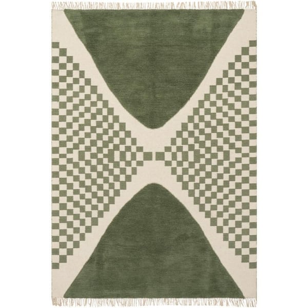 Carmeon Hamilton x Rugs Monda Moroccan Bohemian Hand Woven Green 8 ft. x 10 ft. Indoor Area Rug