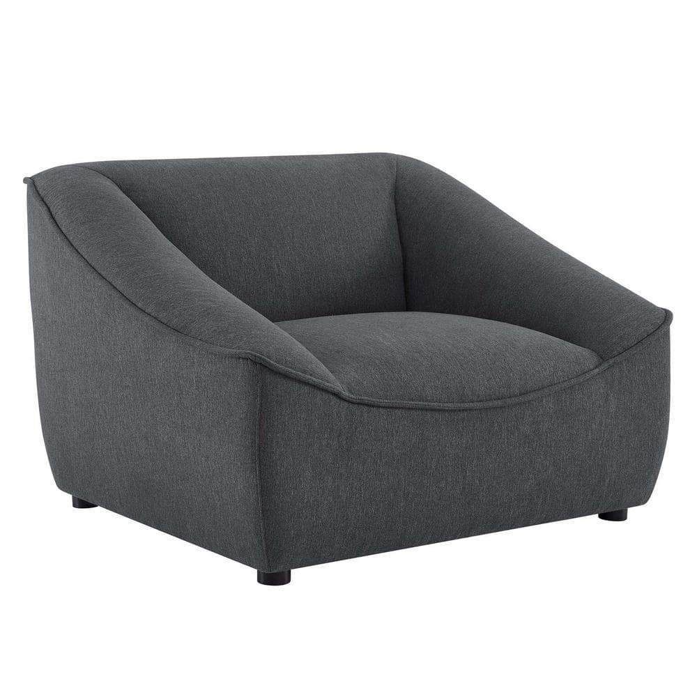 Charcoal 5-Piece Modern Fabric Living Room Set with Rubberwood Legs