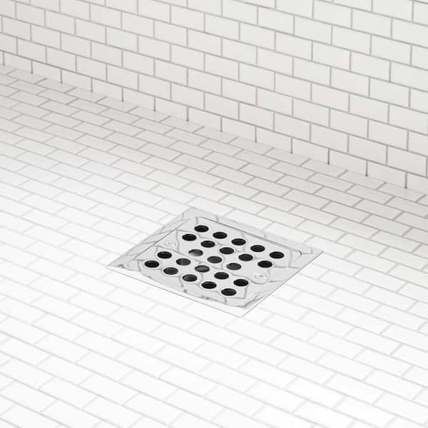 SIGNATURE HARDWARE Menlo 2 in. or 3 in. PVC Drain with Square Chrome Tile-In Strainer