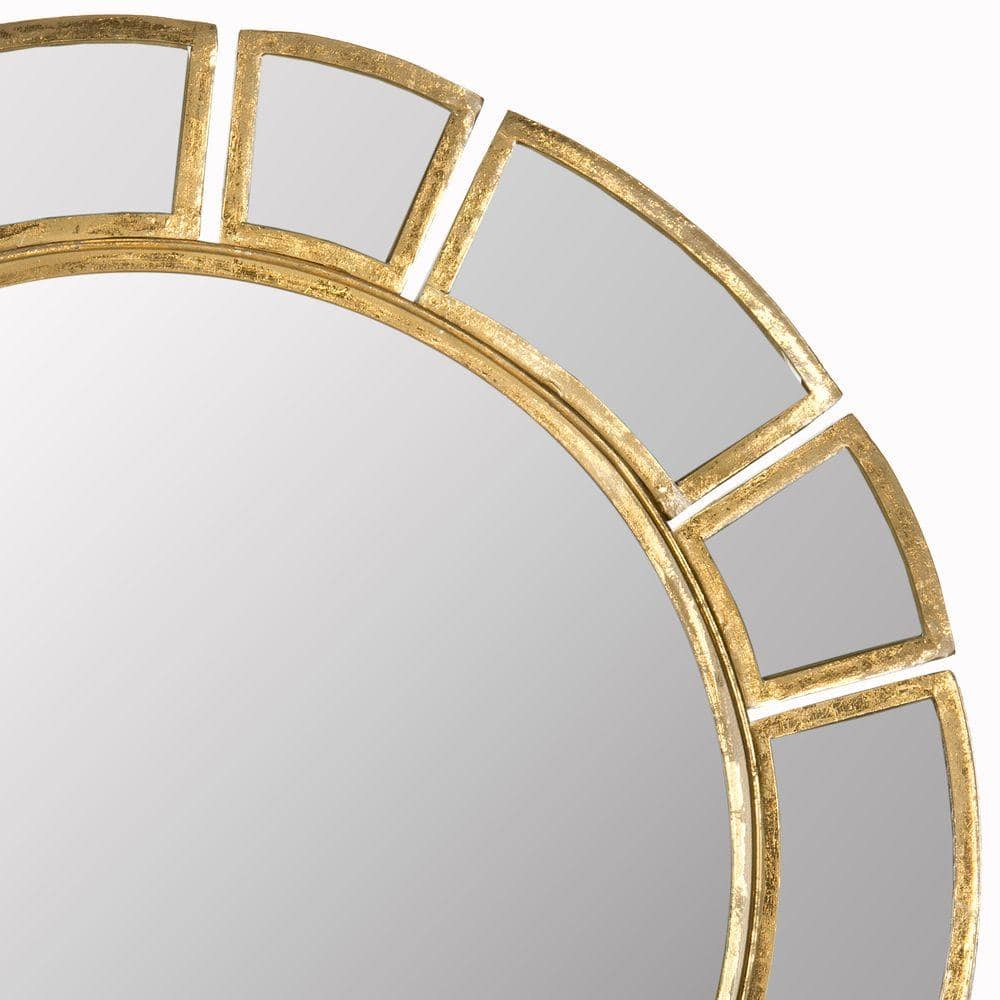 Elegant Gold Sunburst Round Wall Mirror, 30"