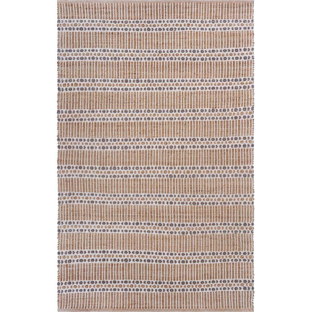 Handwoven Detailed Natural/Gray 7 ft. 9 in. x 9 ft. 9 in. Natural Jute Area