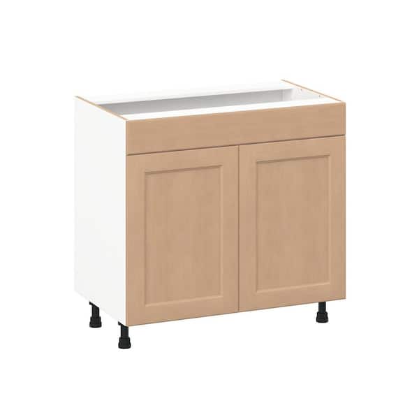 Lakewood 36 in. W x 21.83 in. D x 34.5 in. H Assembled Shaker Bath Sink Base Cabinet in Sugar Cookie with False Front