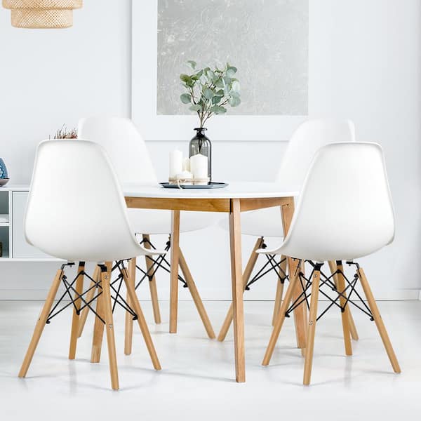 Costway Mid Century White Modern DSW Dining Side Chair Wood