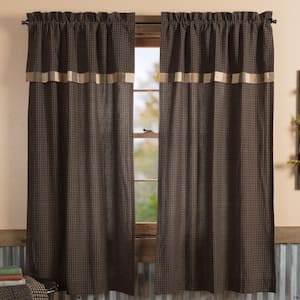 Kettle Grove 36 in W x 63 in L Attached Valance Light Filtering Rod Pocket Curtain Panel Black Dark Creme Khaki Pair