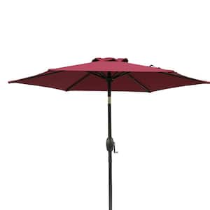 7.5 ft. Red Patio Umbrella Outdoor Table Market Umbrella with Push Button Tilt and Crank