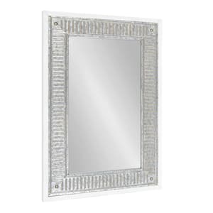 Deely 29.75 in. H x 20 in. W Rustic Rectangle Framed White Wall Mirror