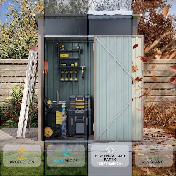 Sizzim Outdoor 5 ft. W x 3 ft. D Metal Storage Shed with 2-Piece