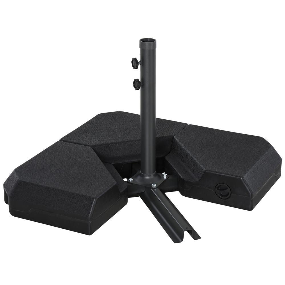 Black Durable Steel and HDPE 4-Piece Umbrella Base Stand