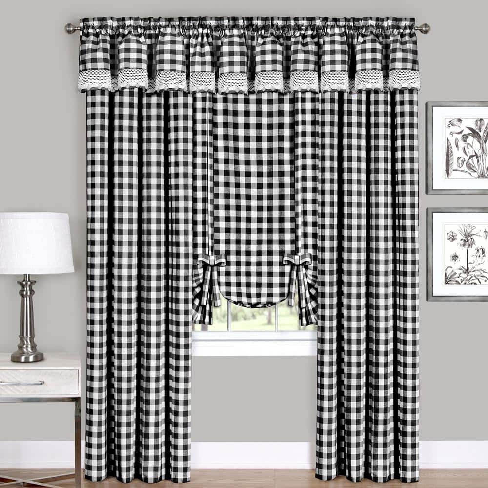 Black and White Cotton Polyester Buffalo Check Window Panel