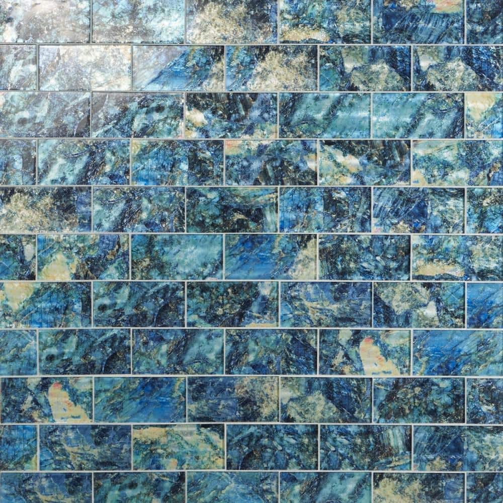 Astral Blue Polished Glass Rectangular Wall Tile