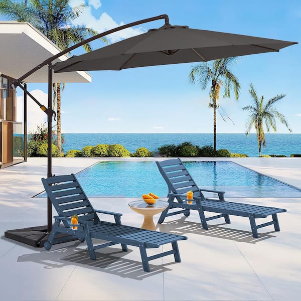 JEAREY 10 ft. Steel Cantilever Patio Umbrella with weighted base in Gray