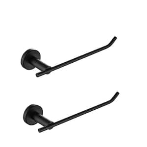 Bathroom 9 in. Wall Mounted Towel Bar Stainless Steel Towel Ring Hand Towel Holder in Matte Black (2-Pack)