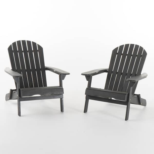 Obadiah Dark gray Folding Wood Outdoor Patio Adirondack Chair (2-Pack)