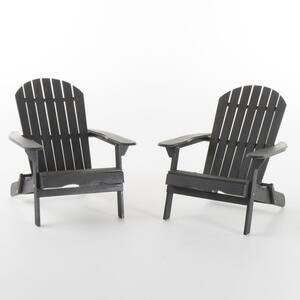 Obadiah Dark gray Folding Wood Adirondack Chair (2-Pack)