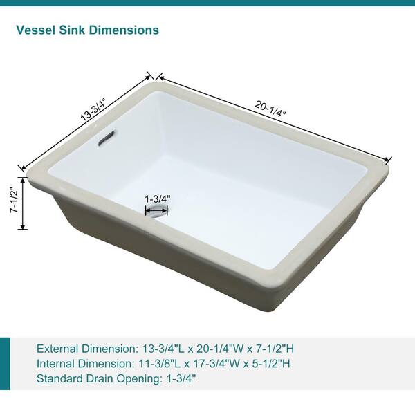 LUXIER 20-1/4 in. x 15 in. Rectangular Ceramic Undermount Bathroom Sink in White with Overflow LUXIER 20-1/4 in. x 15 in. Rectangular Ceramic Undermount Bathroom Sink in White with Overflow