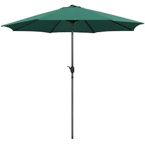 10 ft. 8 Ribs Market Umbrella wtih Push Button Tilt  Patio Umbrella and Crank Dark Green