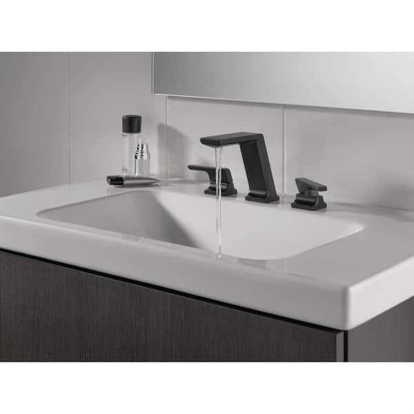 Pivotal 8 in. Widespread 2-Handle Bathroom Faucet with Metal Drain Assembly in Matte Black