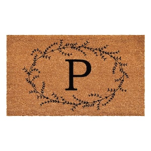 Rustic Leaf Vine Monogrammed Doormat, 36" x 72" (Letter P)