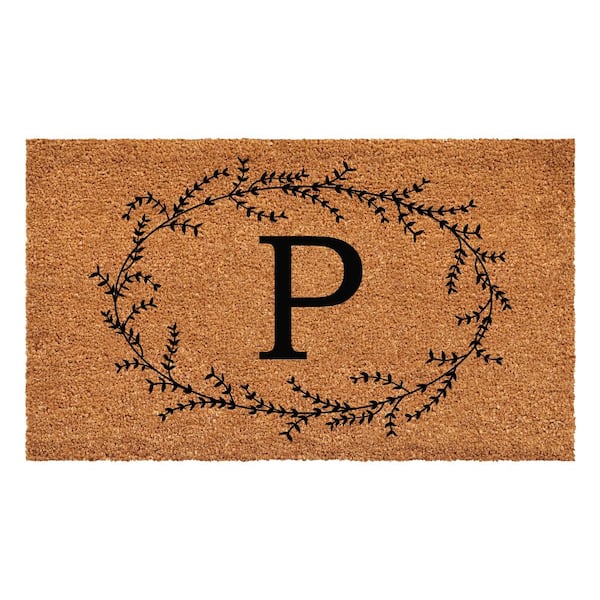 Calloway Mills Rustic Leaf Vine Monogrammed Doormat, 36" x 72" (Letter P)