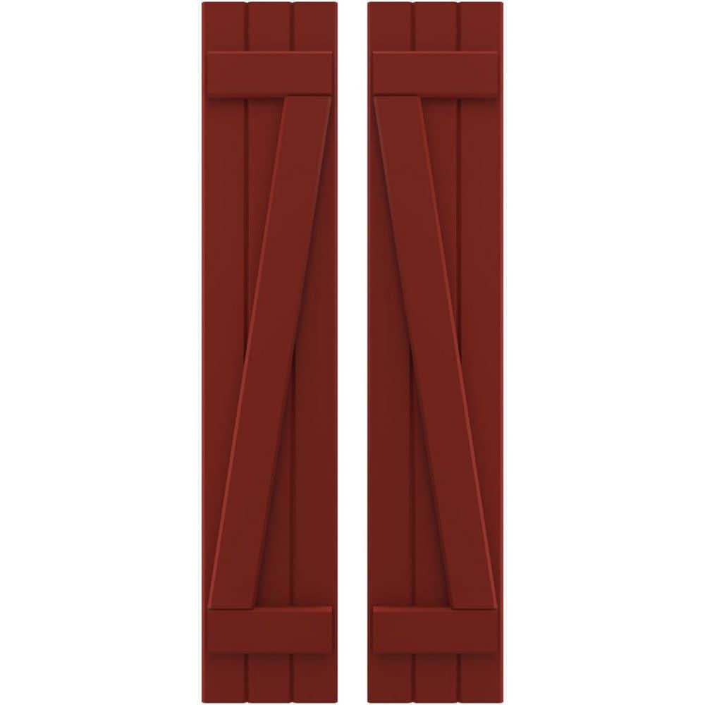 10-1/2 in. W x 62 in. H Americraft 3 Board Exterior Real Wood Joined Board and Batten Shutters with Z-Bar Pepper Red price history on PriceWatchPro
