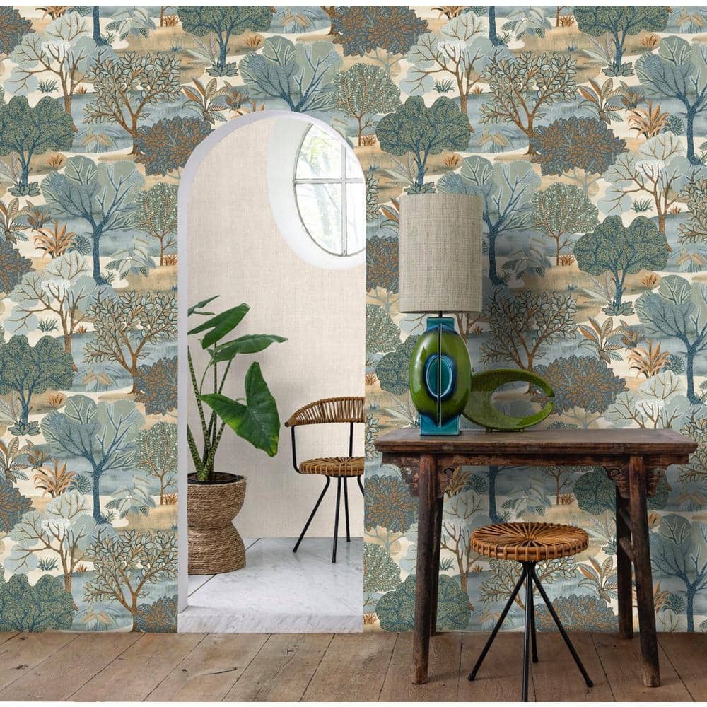 Blue Jungle Forest Tropical Non-Pasted Textured Wallpaper