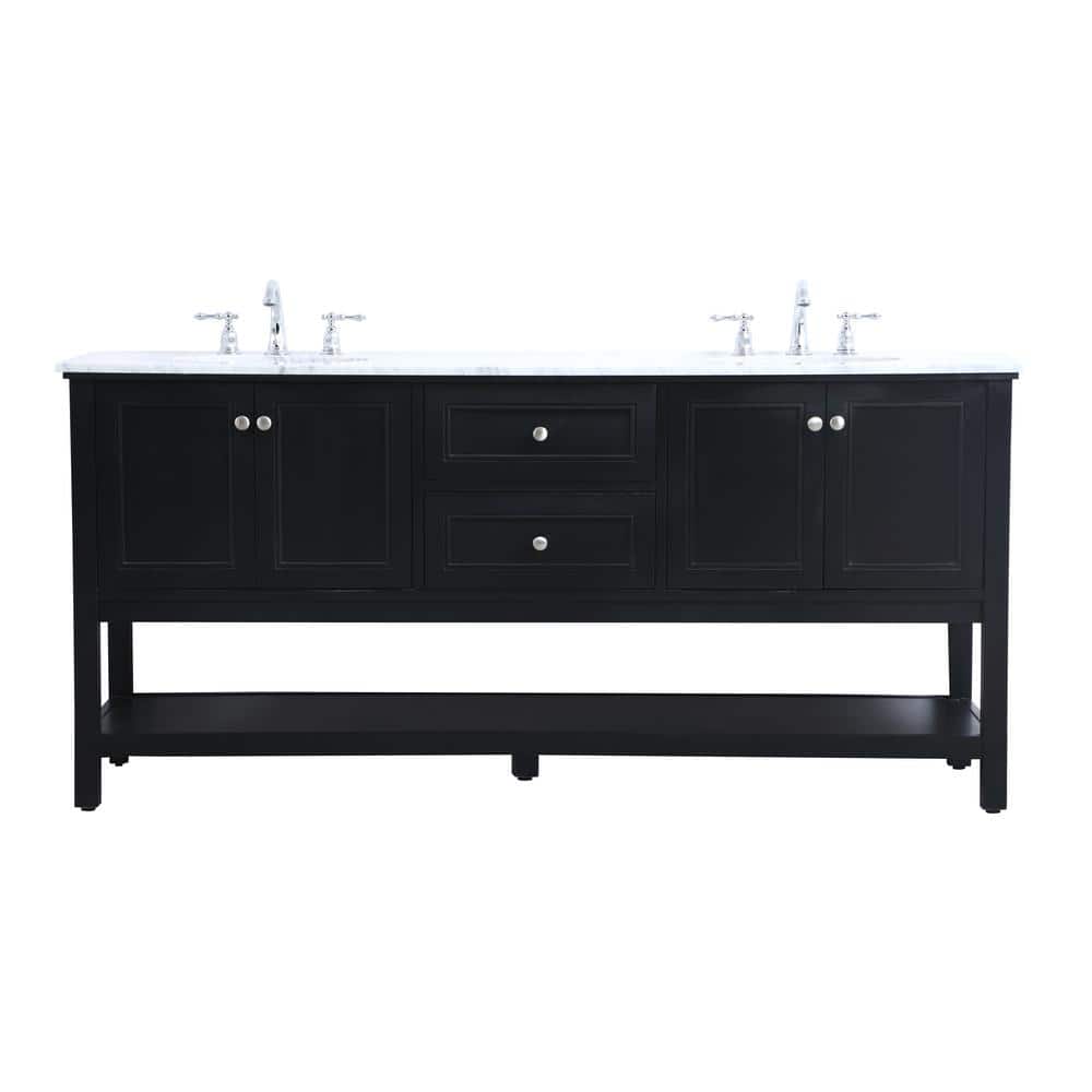 Simply Living 72 in. W x 22 in. D x 33.75 in. H Bath Vanity in Black with C